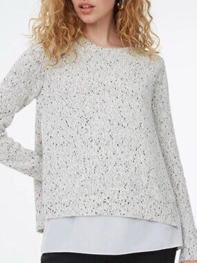 Club Monaco Kaelane Mixed Media Layered Sweater - Gray - Size S
